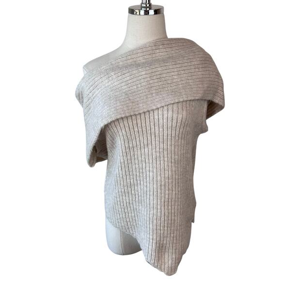 ASOS DESIGN One Shoulder Knit Sweater Off Shoulder In Oatmeal - Picture 2 of 10